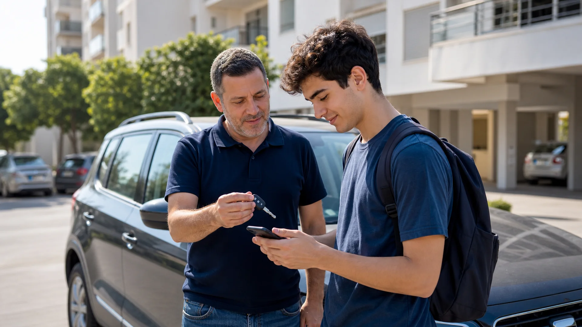 הורה מוסר מפתח רכב לנהג צעיר